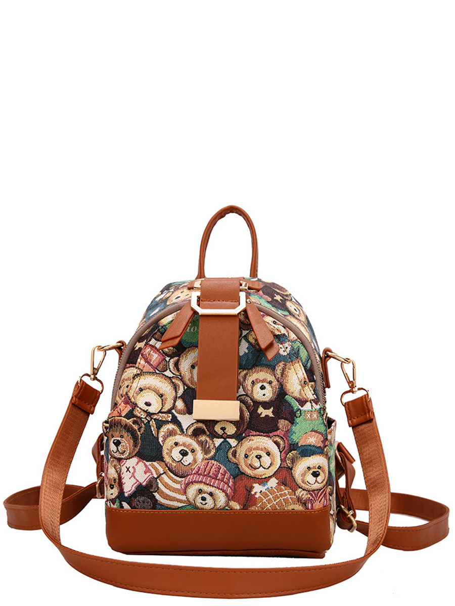 Рюкзак Multibrand, размер Единый школа, цвет коричневый
