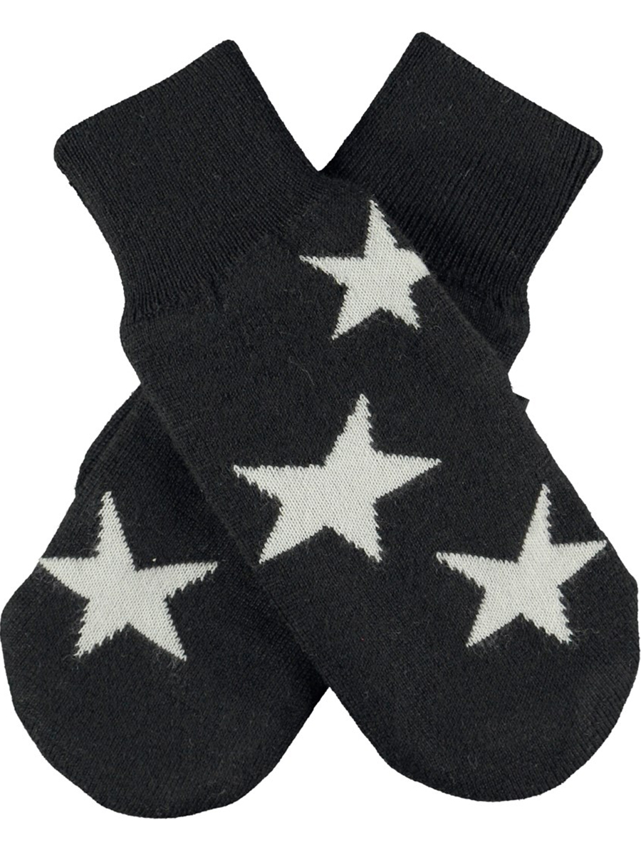 Варежки носки детские классические синие с рисунком с белыми звездочками