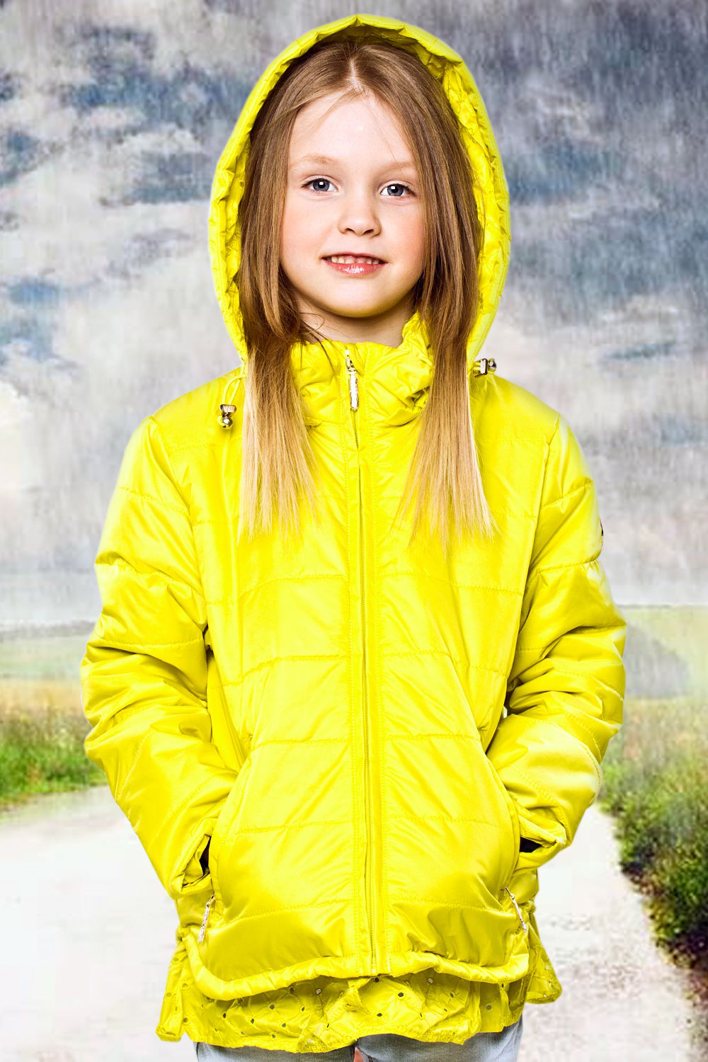 Куртка для девочки 10A3654 белый Les Trois Valees жёлтый, Китай (КНР)