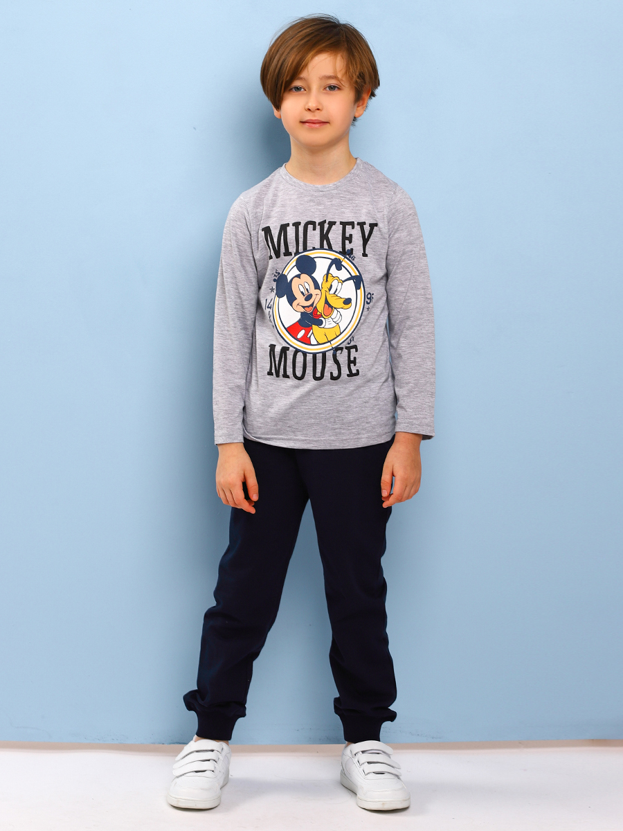 Лонгслив+брюки Mickey, размер 110, цвет серый