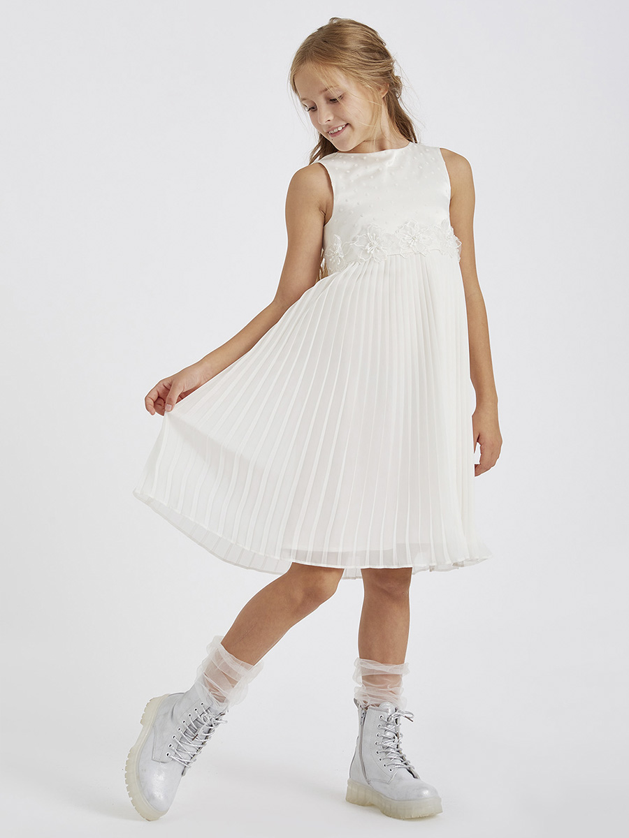 Платье Смена, размер 134 (64), цвет белый 21584 - фото 4