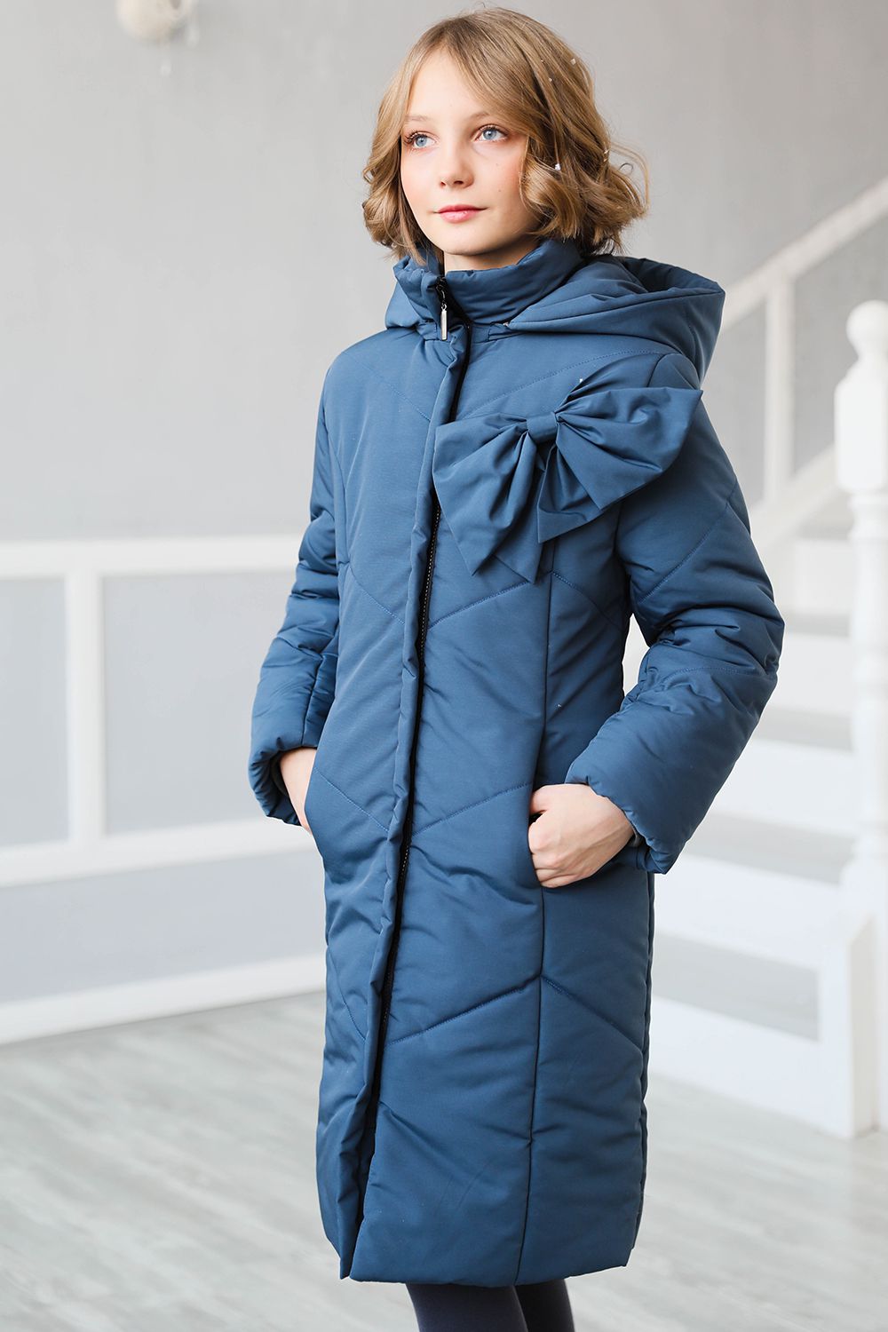 Пальто Mamma Mila, размер 146, цвет голубой Pc19 - фото 3