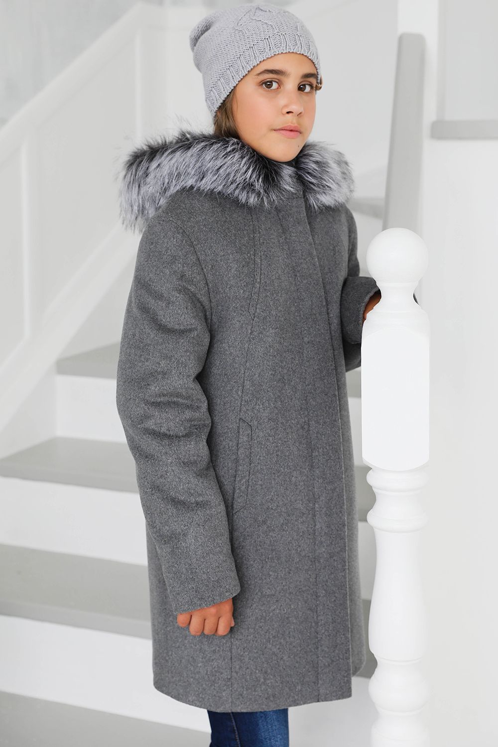 Пальто Mamma Mila, размер 134, цвет серый - фото 1