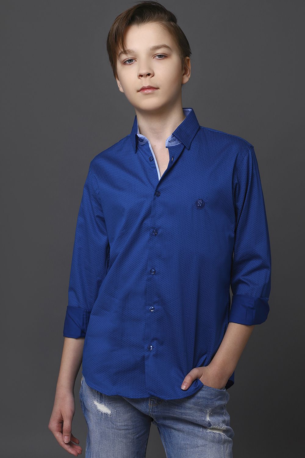 Рубашка Noble People, размер 122, цвет синий 19003-178 - фото 1