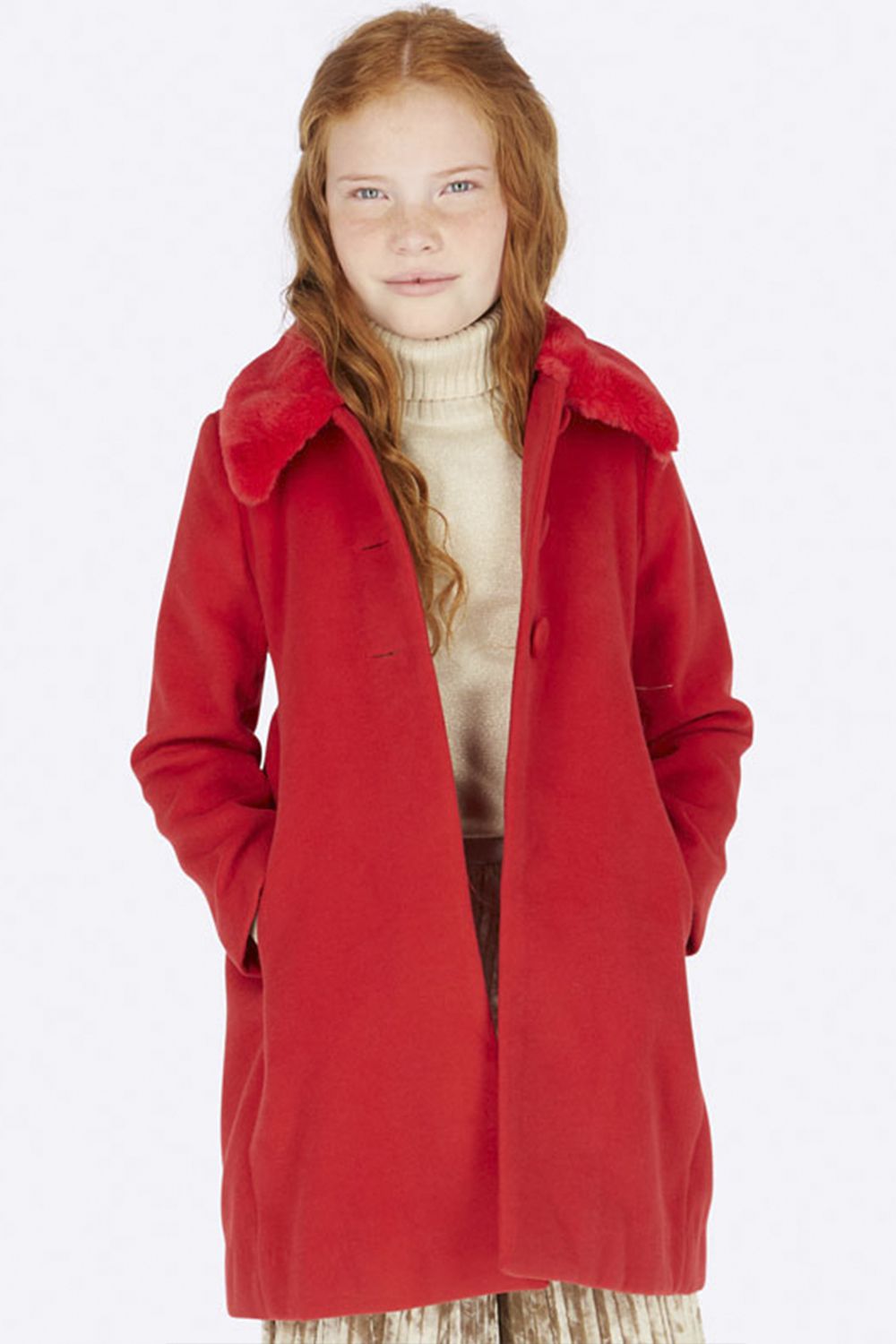 Пальто Mayoral, размер 157, цвет красный 7.414/51 - фото 1