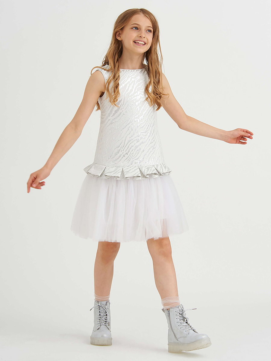 Платье Смена, размер 134 (64), цвет серый 21570 - фото 3