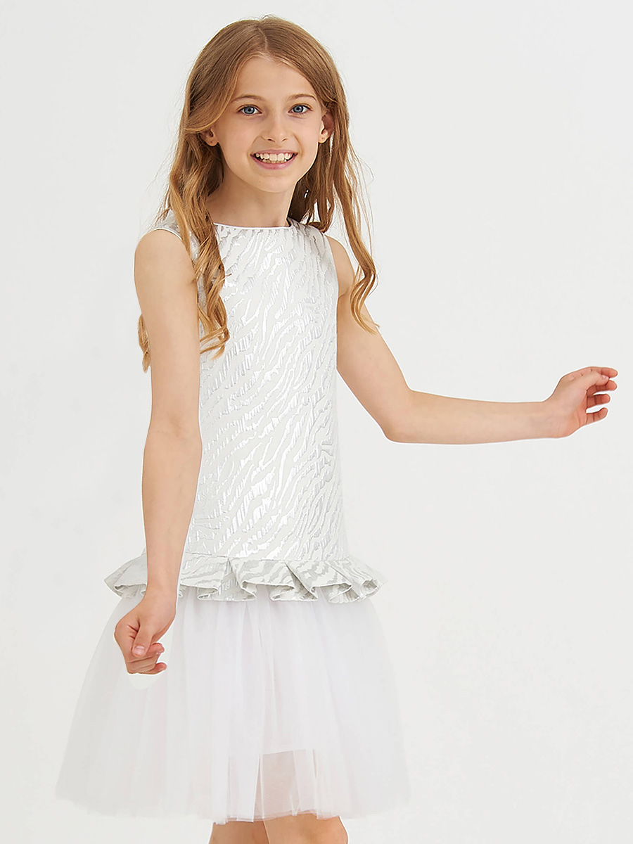 Платье Смена, размер 134 (64), цвет серый 21570 - фото 1