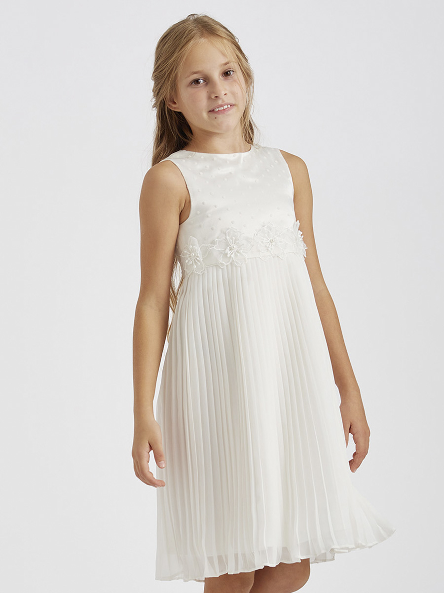 Платье Смена, размер 134 (64), цвет белый 21584 - фото 1