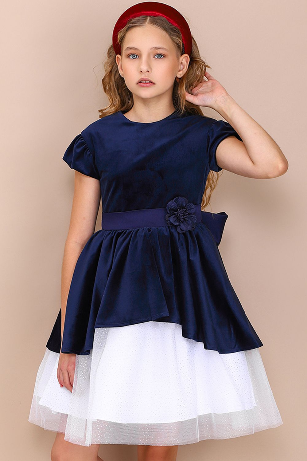 Платье Silver Spoon, размер 134, цвет синий SNFWG-919-23604-300 - фото 1