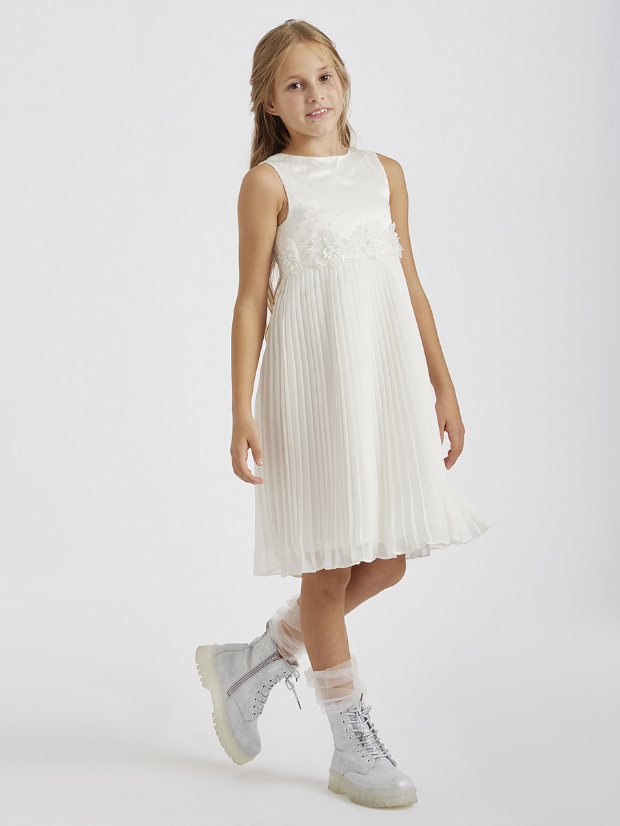 Платье Смена, размер 134 (64), цвет белый 21584 - фото 3