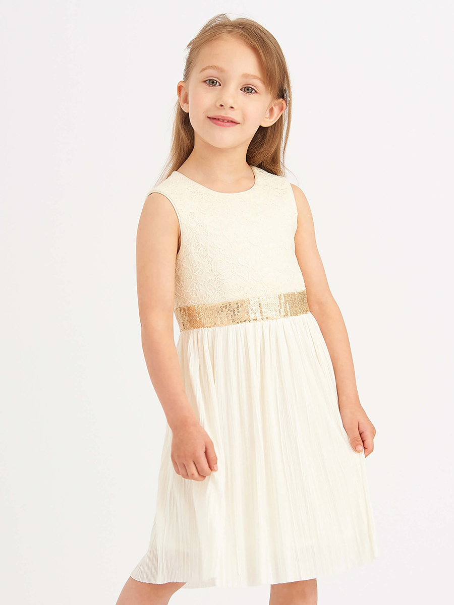Платье Смена, размер 146 (72), цвет белый 21547 - фото 1