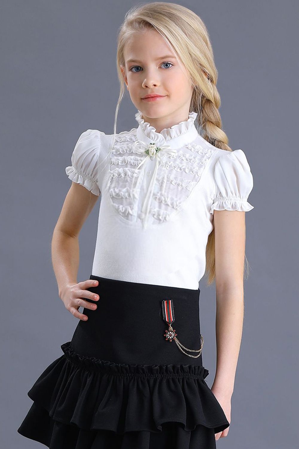 Блуза Маленькая Леди, размер 164, цвет белый 747-519-ТХР-2*2/260 - фото 1