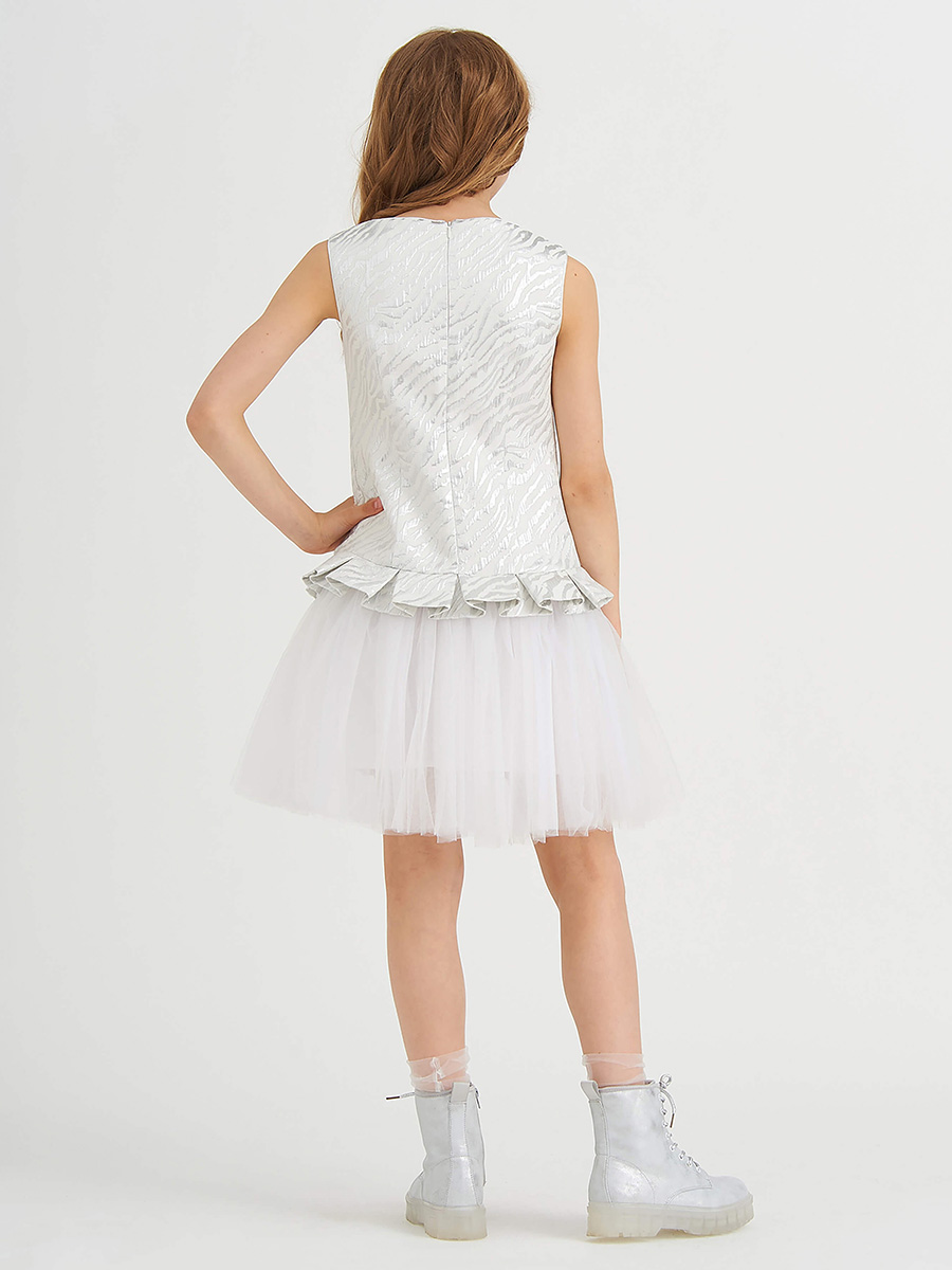 Платье Смена, размер 134 (64), цвет серый 21570 - фото 2