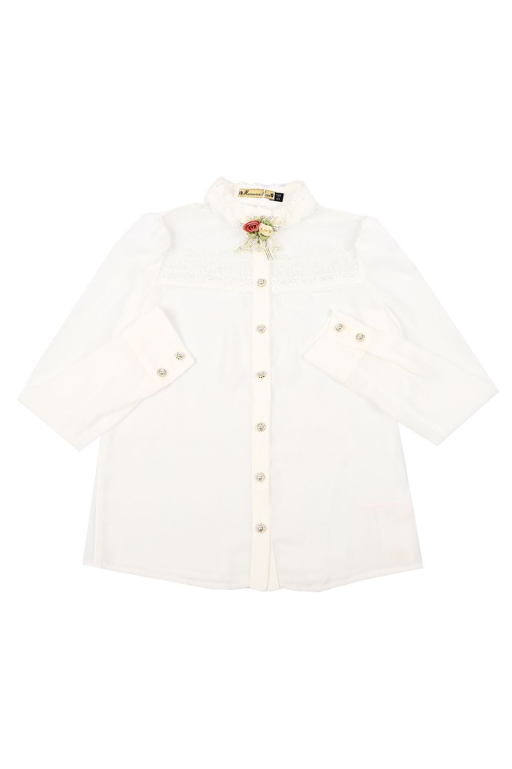 Блуза Маленькая Леди, размер 128, цвет белый 2017-519-ВПШС - фото 1