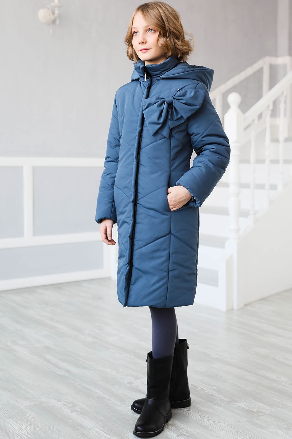 Пальто Mamma Mila, размер 146, цвет голубой Pc19 - фото 7