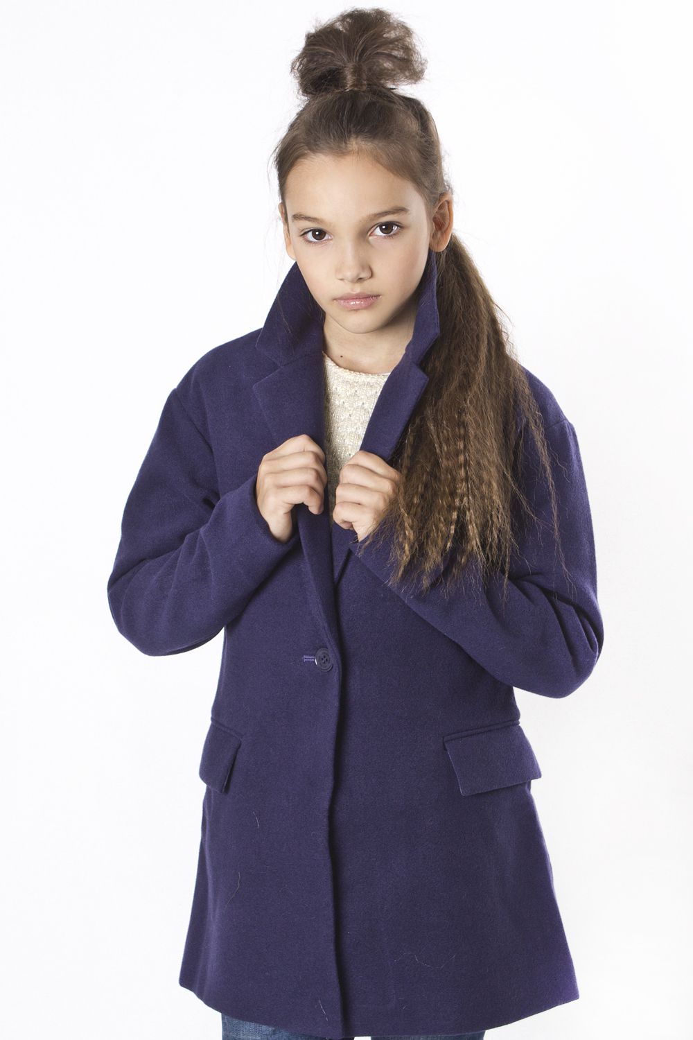 Пальто To Be Too, размер 152, цвет синий TF15585 - фото 1